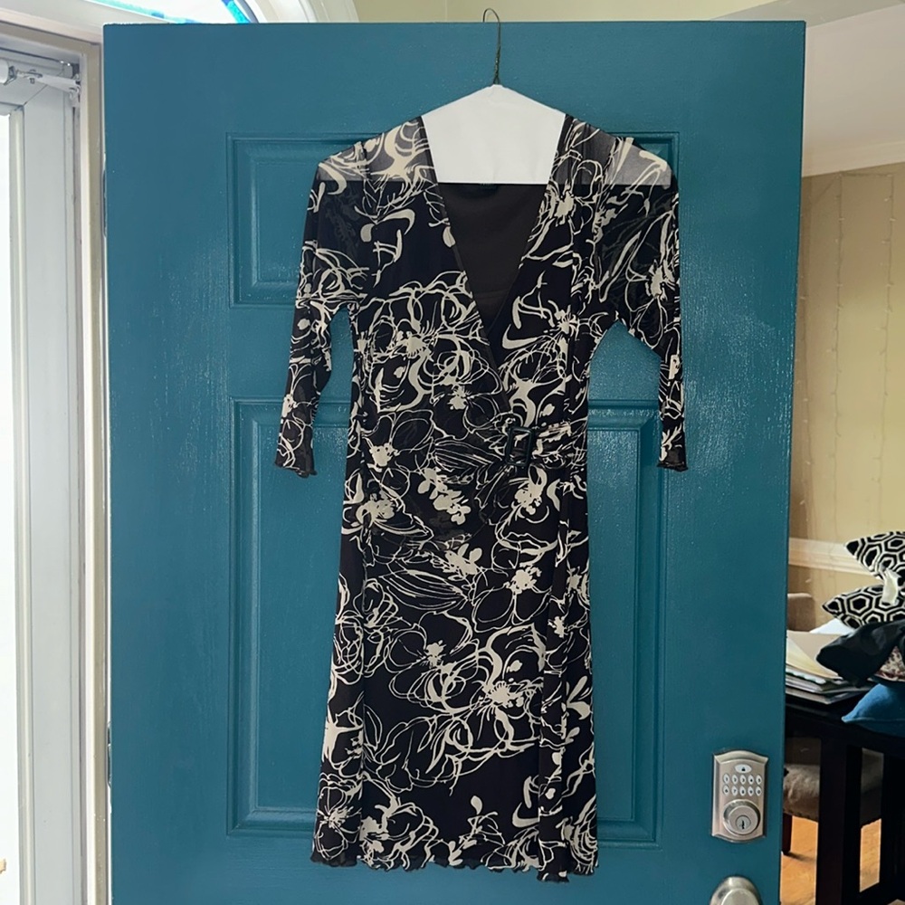 BCBG brown and cream dress M